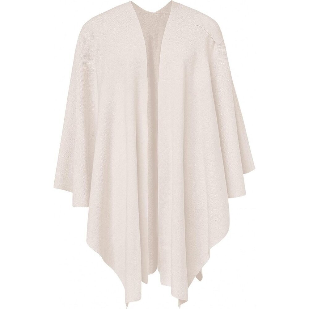 Women's 1-cream Cross Front Poncho Sweater Wrap Knitted Elegant Shawls Cape - Picture 3 of 5